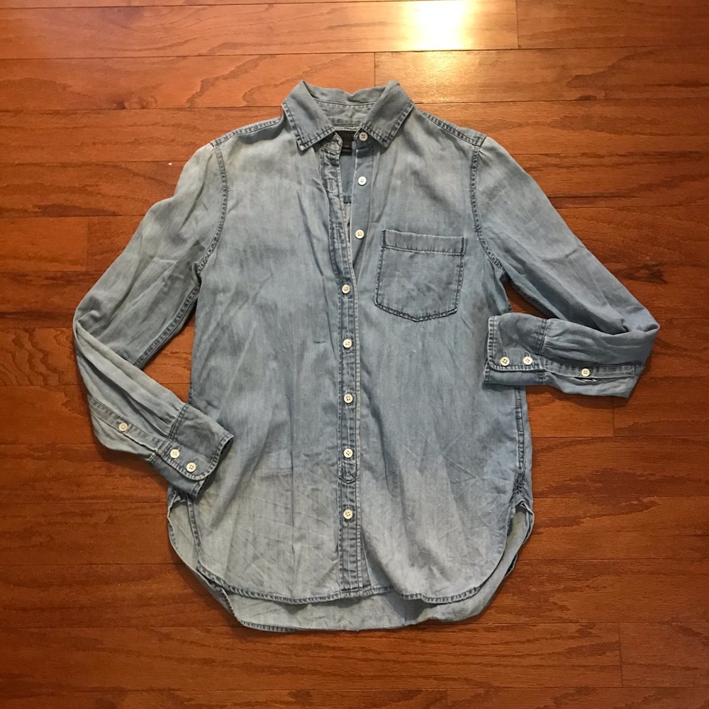 Denim button up top